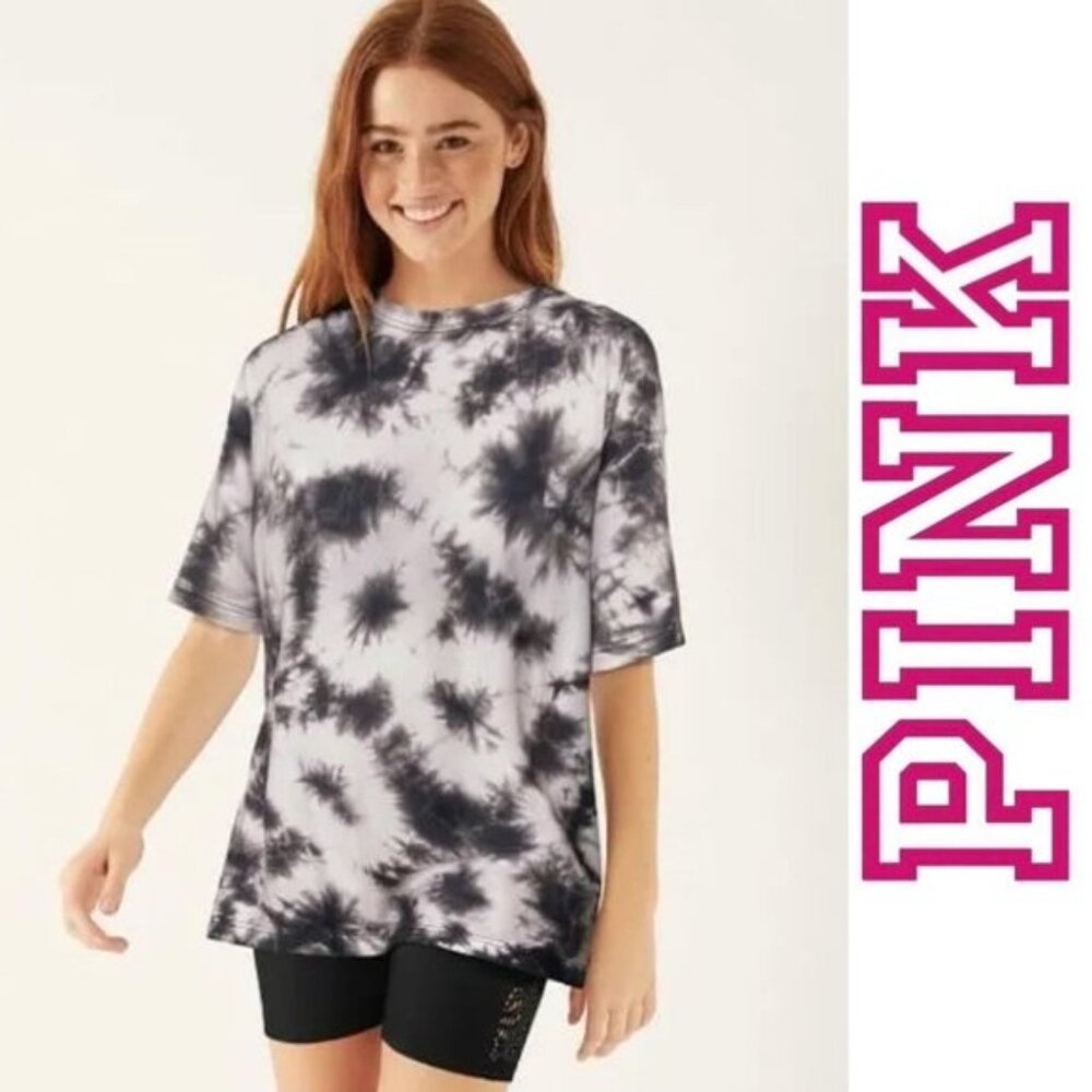 Victoria's Secret PINK | Gray Tie-Dye Short Sleeve Tee | Size Large